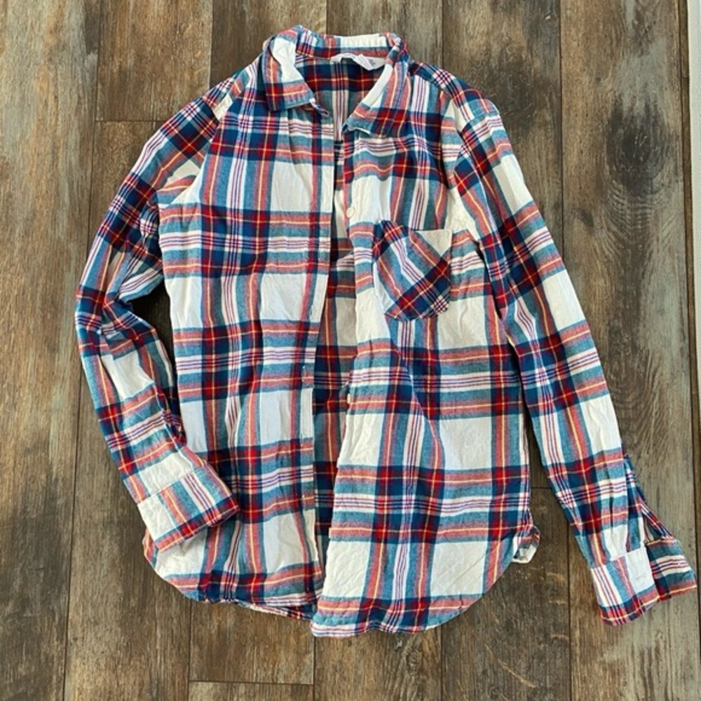 🖤 Old Navy Plaid Button-Down Shirt in Red, Blue & White